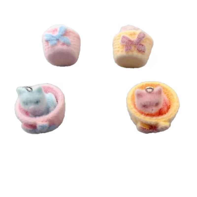 4pcs 3D plush resin cat pendan - Jewelry Making ulasan dan harga