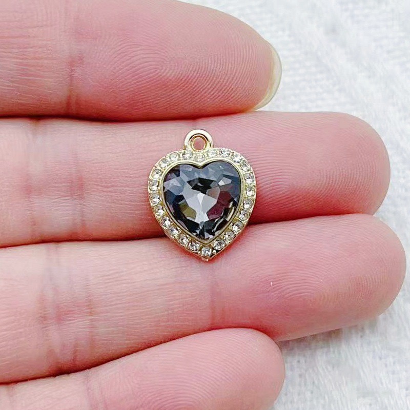 10pcs heart-shaped inlaid colo - Jewelry Making ulasan dan harga
