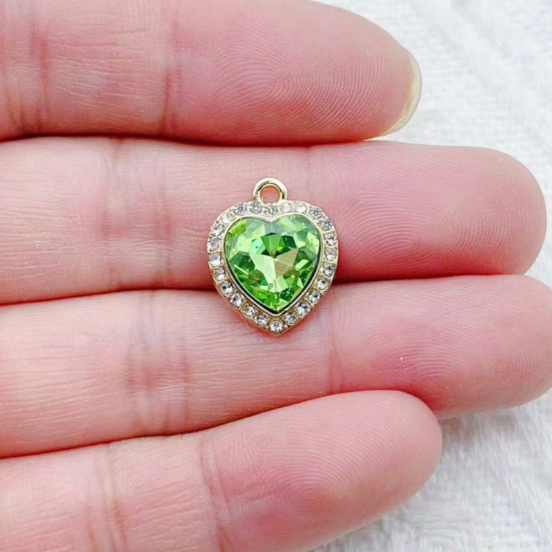 10pcs heart-shaped inlaid colo - Jewelry Making ulasan dan harga