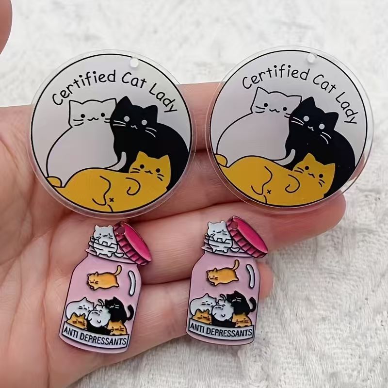 10pcs acrylic cute cat pendant - Jewelry Making ulasan dan harga