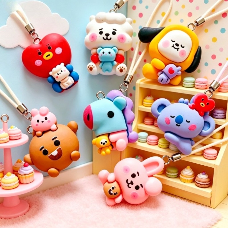 7pcs BT21 Resin Cartoon Charm  - Jewelry Making ulasan dan harga