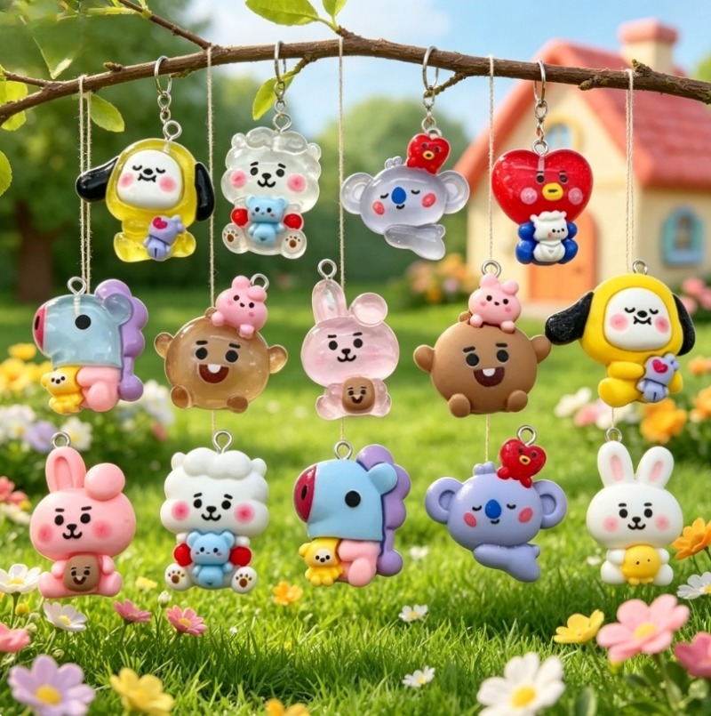7pcs BT21 Resin Cartoon Charm  - Jewelry Making ulasan dan harga